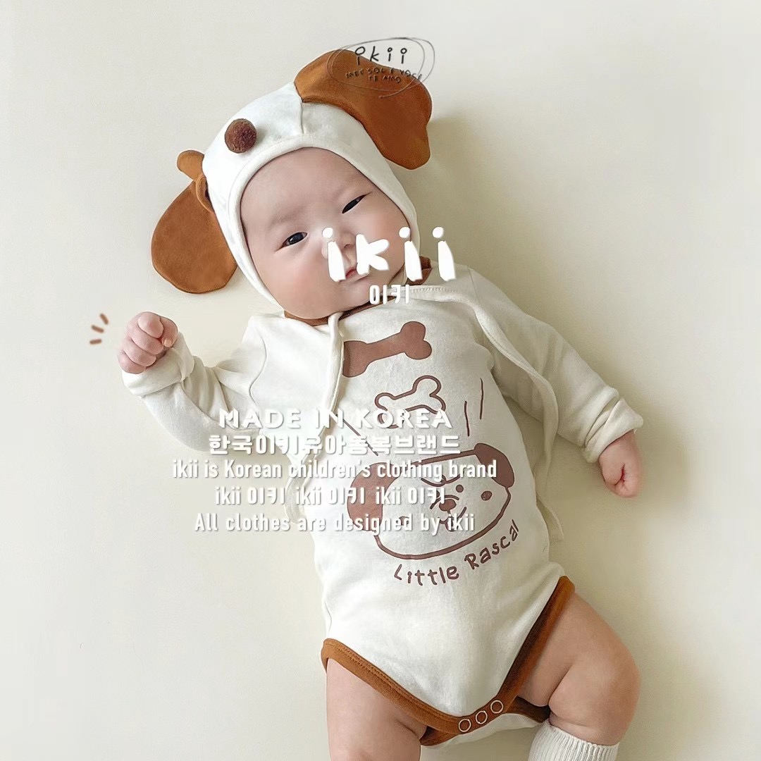 IKII 2023♡Bow wow 2set 韓國嬰兒連身衣+帽 